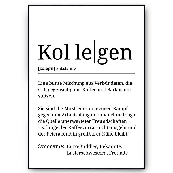 Tigerlino Poster Kollegen Definition Mitarbeiter Geschenk günstig online kaufen