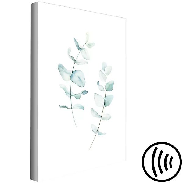 Bild auf Leinwand Zwei grüne Zweige mit Blättern - eine stilisierte Aquarel günstig online kaufen
