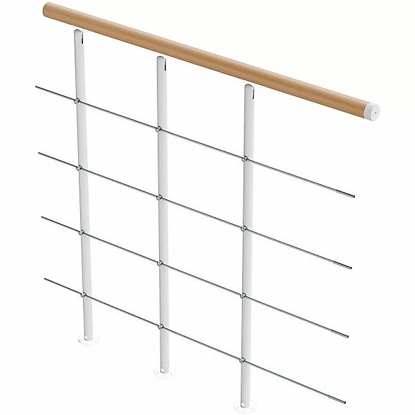 Dolle Brüstungsgeländer Boston Ergänzungsset 100 cm Weiß Handlauf Buche FSC günstig online kaufen
