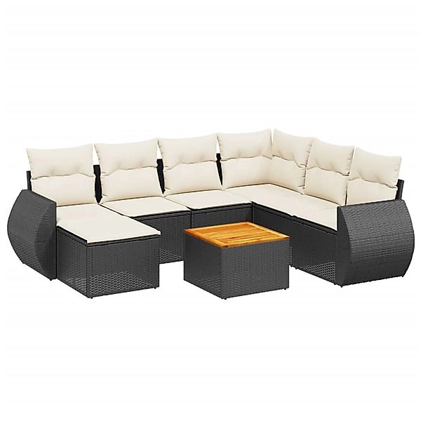 vidaXL 8-Tlg Garten-Sofagarnitur mit Kissen Schwarz Poly Rattan 3225118 günstig online kaufen