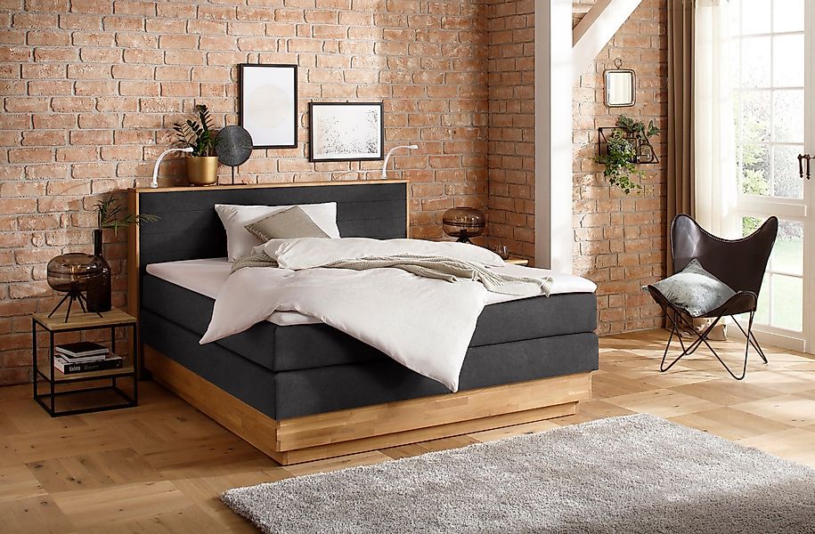 Home affaire Boxspringbett "Cavan", Eiche, inkl. Bettkasten & Topper, versc günstig online kaufen
