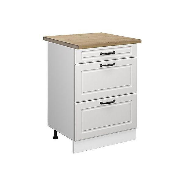 Vicco Küchenunterschrank R-Line Weiß Landhaus/Weiß 60 cm mit Schubladen AP günstig online kaufen