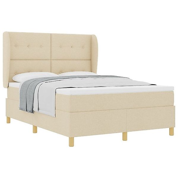 vidaXL Bett Boxspringbett mit Matratze Creme 140x190 cm Stoff (1-tlg) günstig online kaufen