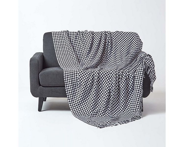 Plaid Sofaüberwurf mit Hahnentrittmuster, schwarz/weiß, 150 x 200 cm, Homes günstig online kaufen