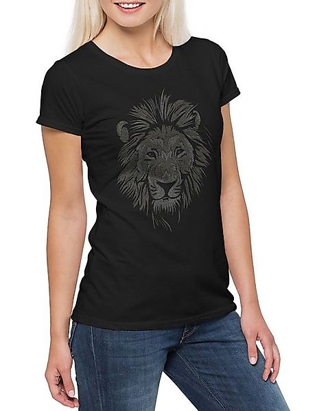 Urban Backwoods Print-Shirt Lion Face Damen T-Shirt Vegan Vegetarier Vegane günstig online kaufen