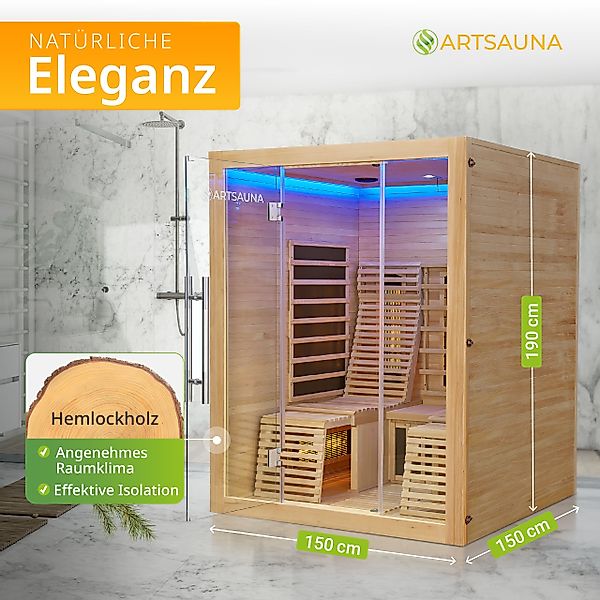Artsauna Infrarotkabine Helsinki150 Dual-Technologie, für 3 günstig online kaufen