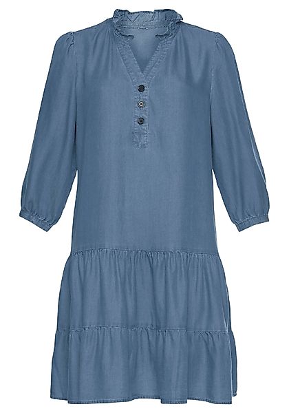 LASCANA Jeanskleid mit Rüsche am Kragen günstig online kaufen