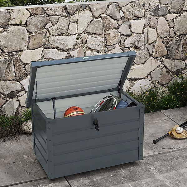 Outsunny Gartenbox, Aufbewahrungsbox mit Rollen, Aufbewahrungskiste mit Sch günstig online kaufen