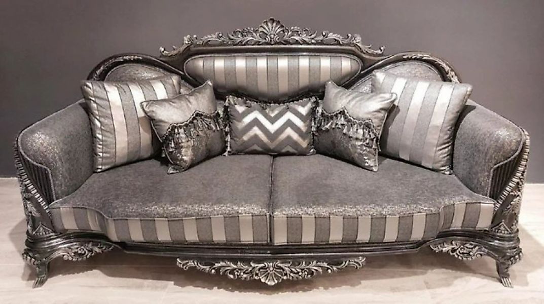 Casa Padrino Sofa Luxus Barock Sofa Silber / Grau / Schwarz / Silber - Prun günstig online kaufen
