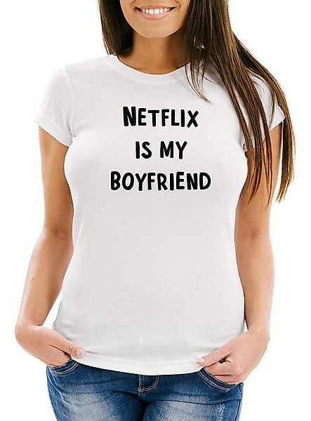 MoonWorks Print-Shirt Damen T-Shirt Netflix is my boyfriend BAE Fun-Shirt S günstig online kaufen