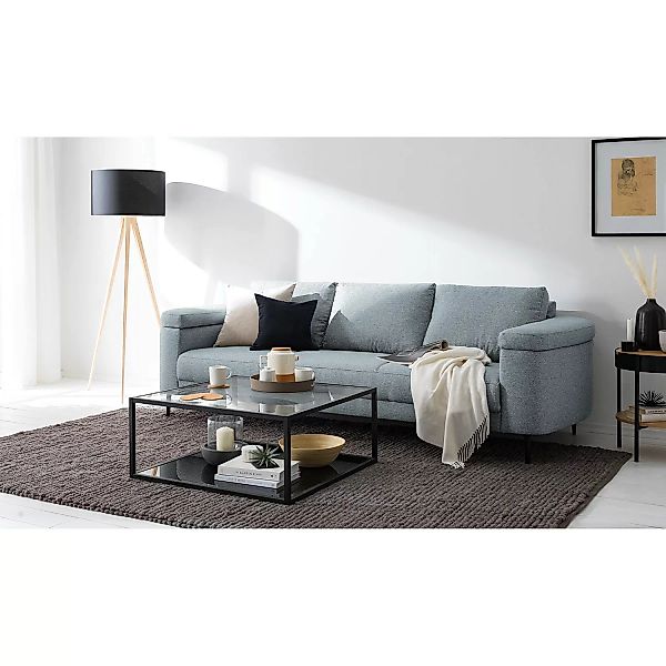 home24 Studio Copenhagen Sofa Mogo 3-Sitzer Graublau Webstoff 241x71x98 cm günstig online kaufen