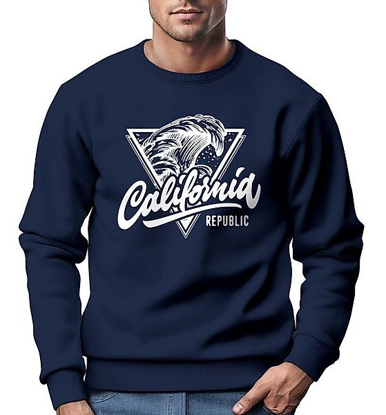 Neverless Sweatshirt Sweatshirt Herren California Republic Surfer Print Wel günstig online kaufen