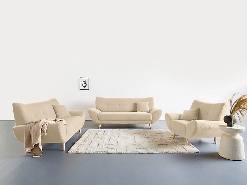 Home affaire Polstergarnitur "Basta" 3 Stk. tlg. Komfortable Wellenunterfed günstig online kaufen