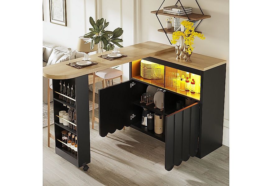 Ulife Esstisch ausziehbarer Bartisch mit Stauraum, 135-205×39×100cm (1-St), günstig online kaufen