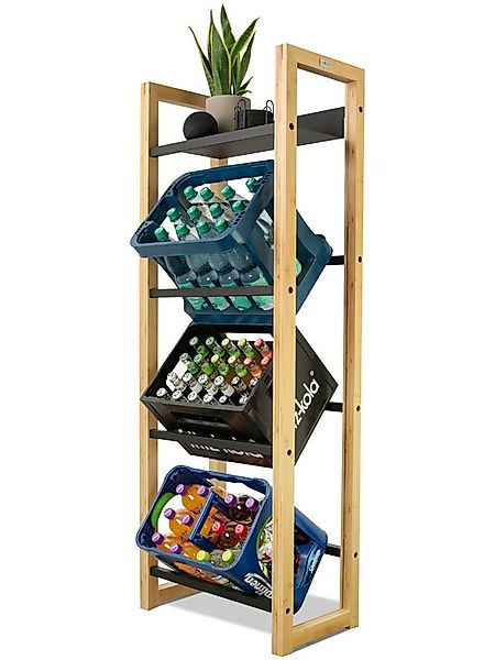 holz4home® Kastenständer Getränkekistenregal aus Bambus I Kistenregal Metal günstig online kaufen