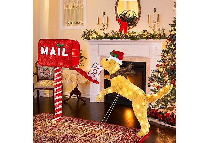 COSTWAY Weihnachtsfigur (1 St), beleuchteter Weihnachtsdackel mit Briefkast günstig online kaufen