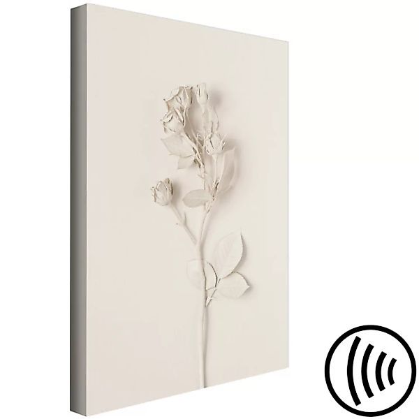 Leinwandbild Rosenzweig - eine beige Pflanze, die einer Tonskulptur ähnelt günstig online kaufen