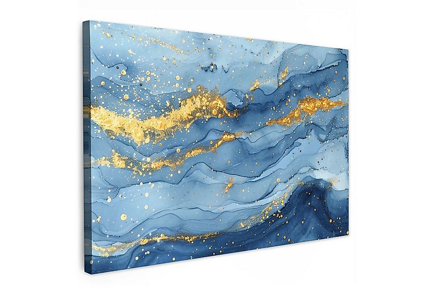 OneMillionCanvasses® Leinwandbild Aquarell - Blau - Kunst - Gold - Luxus - günstig online kaufen