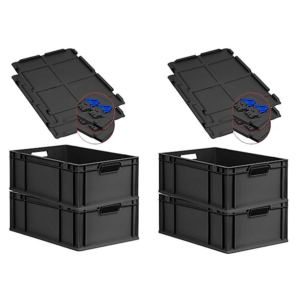 PROREGAL SuperSparSet 4x Eurobox Nextgen Grip Mit Scharnierdeckel Und Blaue günstig online kaufen