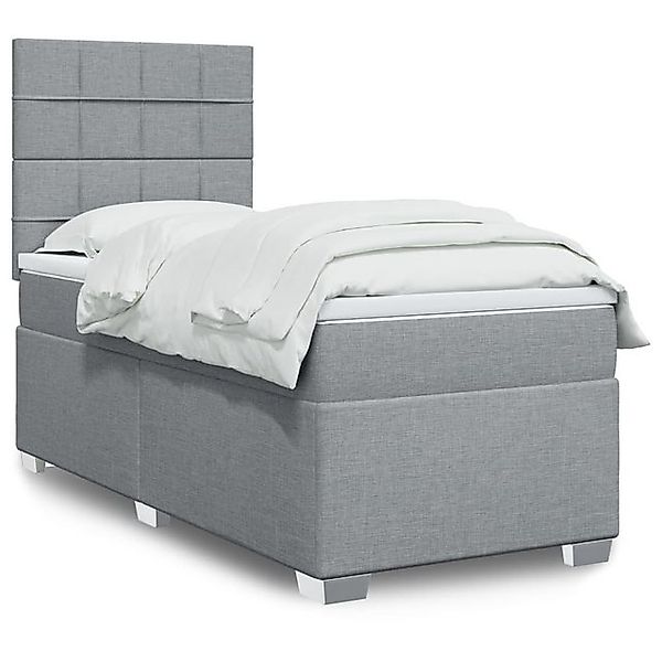 vidaXL Boxspringbett Boxspringbett mit Matratze Hellgrau 90x200 cm Stoff Be günstig online kaufen