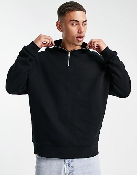 ASOS DESIGN – Oversize-Sweatshirt in Schwarz aus Bio-Materialmix mit kurzem günstig online kaufen