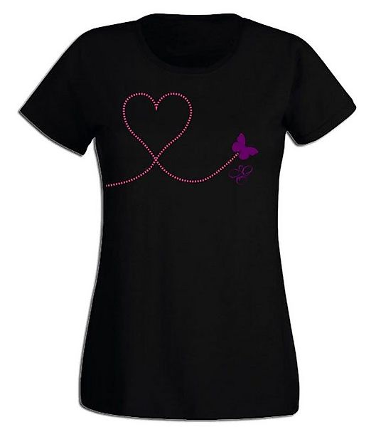 G-graphics T-Shirt Damen T-Shirt - Schmetterlingsherz Pink-Purple-Collectio günstig online kaufen