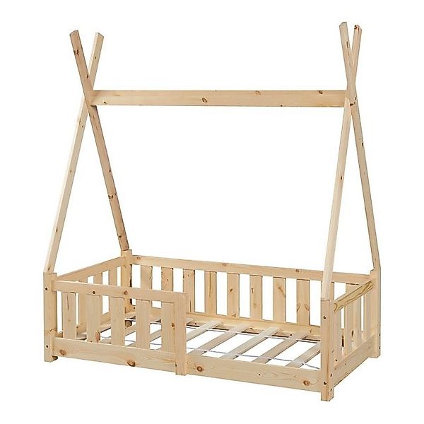en.casa Kinderbett, »Helsingborg« mit Rausfallschutz Kiefernholz 70x140 cm günstig online kaufen