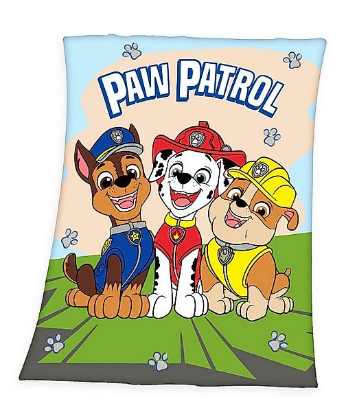 Kinderdecke 130x170cm Paw Patrol Chase Marshall Rubble hochwertig bedruckt, günstig online kaufen