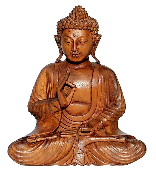 Wogeka Buddhafigur Meditation Buddha Holz-Figur Feng günstig online kaufen