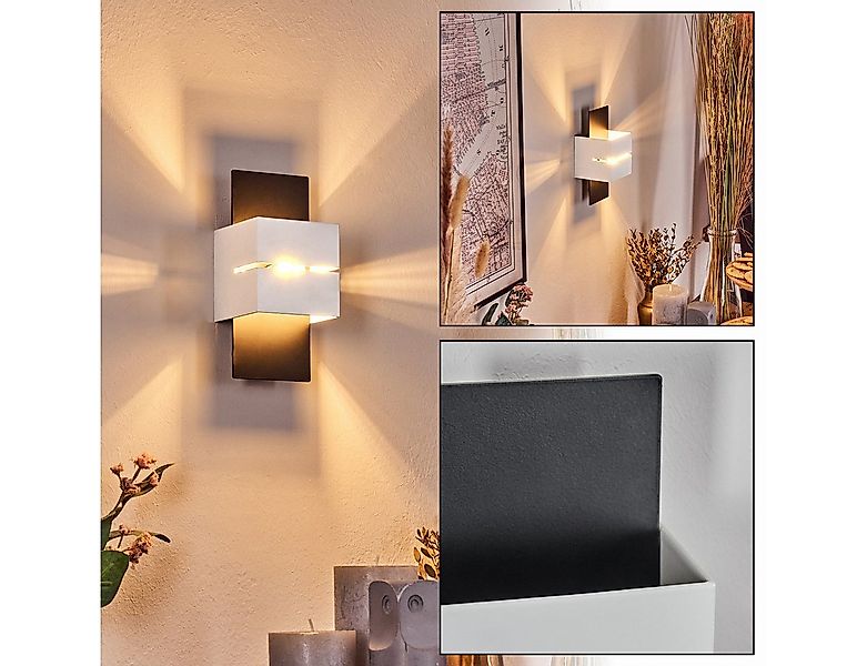 hofstein Wandleuchte Wandlampe aus Metall/Glas in Schwarz/Weiß, ohne Leucht günstig online kaufen