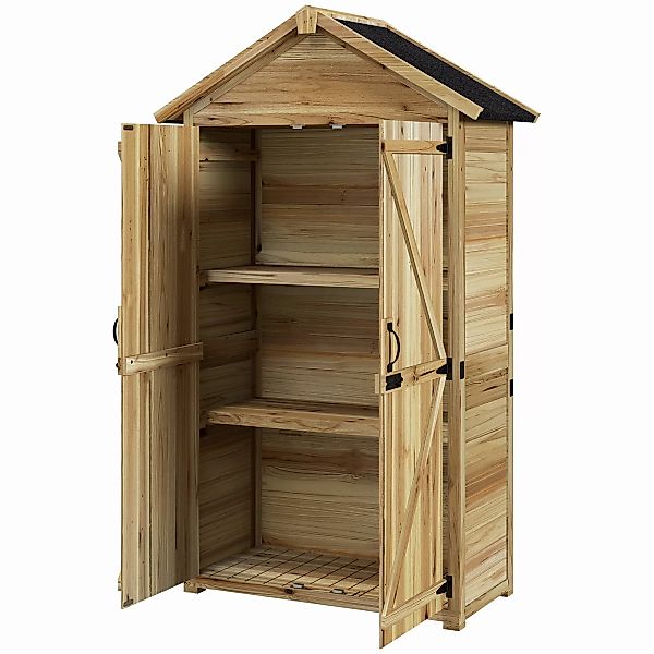 Outsunny Gartenschrank, 0,43m² Holz-Geräteschuppen, Gartenhaus mit Asphaltd günstig online kaufen