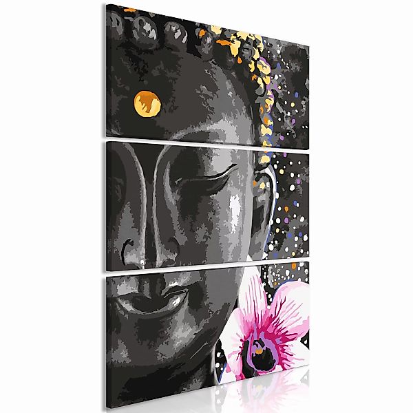 Wandbild - Buddha and Flower (3 Parts) Vertical günstig online kaufen