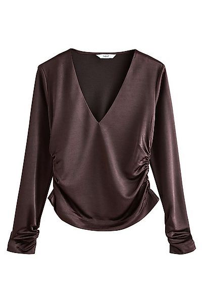 Next Langarmbluse Langarm-Oberteil mit V-Ausschnitt aus Jersey-Satin (1-tlg günstig online kaufen