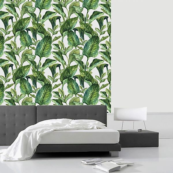 queence Vinyltapete »Green Leaves«, bedruckt-Motiv-botanisch-floral-gemuste günstig online kaufen