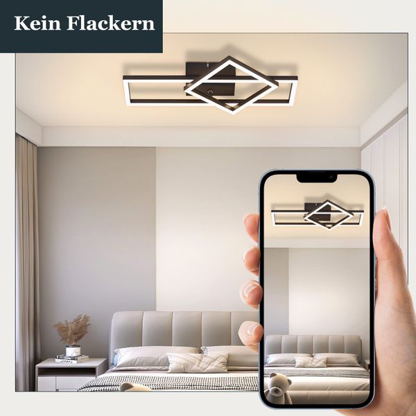 Nettlife LED Deckenleuchte Schwarz/Weiß Eckig Wohnzimmer günstig online kaufen