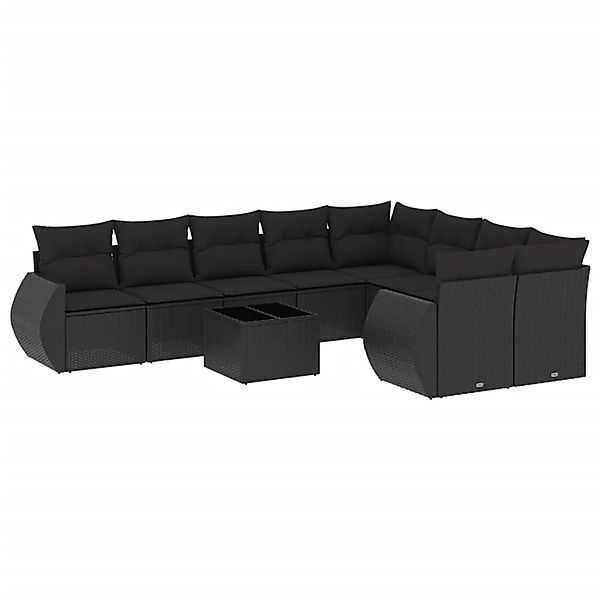 vidaXL 10-Tlg Garten-Sofagarnitur mit Kissen Schwarz Poly Rattan 3254182 günstig online kaufen
