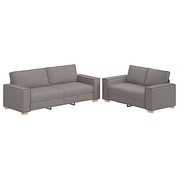 vidaXL Sofa 2-tlg. Sofagarnitur mit Kissen Taupe Stoff günstig online kaufen