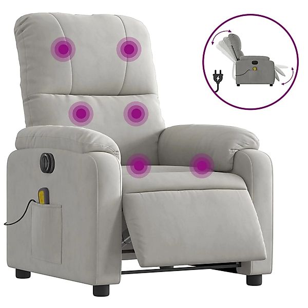 vidaXL Sessel Massagesessel Elektrisch Hellgrau Mikrofasergewebe günstig online kaufen