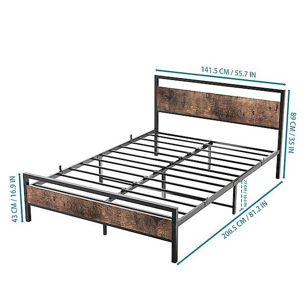 STILVORA Jugendbett Metallbett 140x200 Bettgestell mit Lattenrost,Stauraum günstig online kaufen