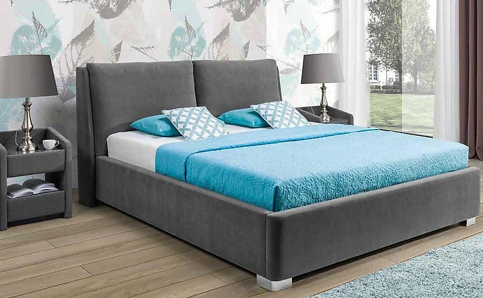 JVmoebel Bett Schlafzimmer Betten Textil Leder Hotel Polster Ehe Doppel Gra günstig online kaufen