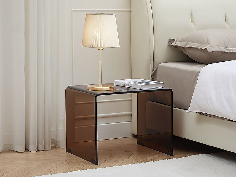 2er-Set Nachttische - gebogenes Sicherheitsglas - Braun - SUZANA günstig online kaufen