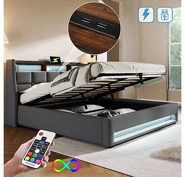 PHOEBE CAT Polsterbett (Funktionsbett, 160x200 cm Hydraulisches Bett mit La günstig online kaufen