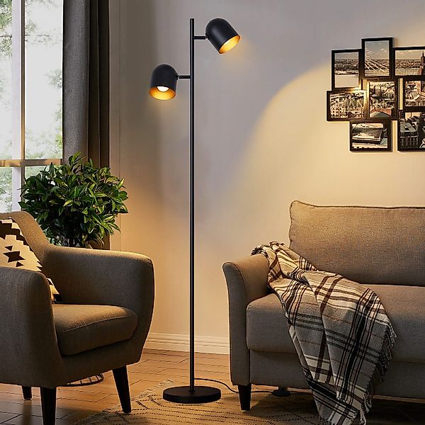 ZMH Stehlampe Wohnzimmer 2 Flammig Schwarz günstig online kaufen