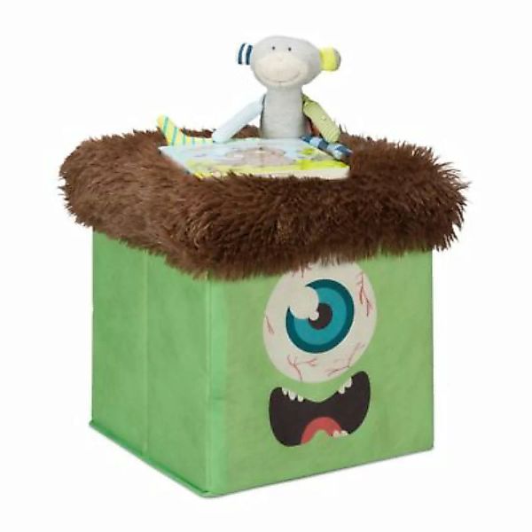 relaxdays 1 x Sitzhocker Kinder Monster in Grün grün günstig online kaufen