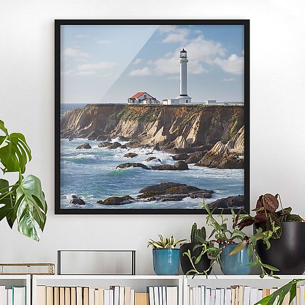 Bild mit Rahmen - Quadrat Point Arena Lighthouse Kalifornien günstig online kaufen