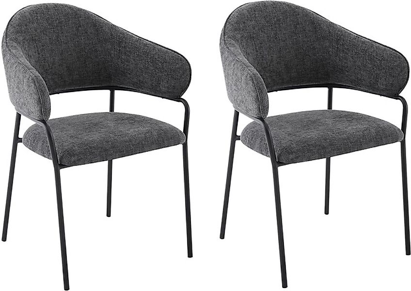 byLIVING Esszimmerstuhl »Curve« (Set) 2 Stk. Webstoff moderner Stoff Stuhl günstig online kaufen