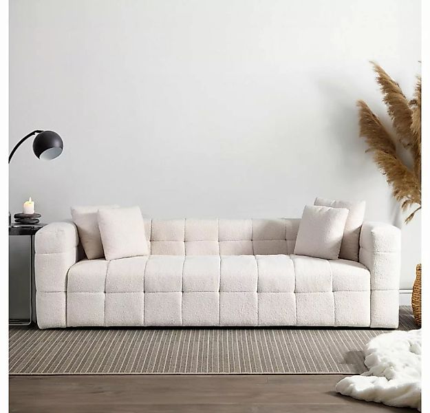 HOME DELUXE Sofa Teddy Sofa COMO - Beige 236 x 68 x 92 cm, mit Teddystoff & günstig online kaufen