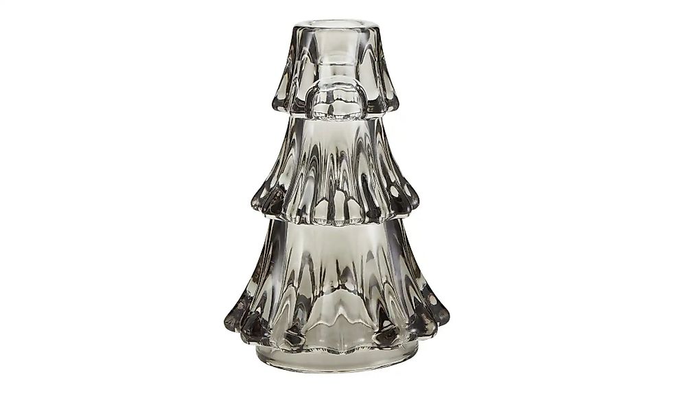 HOME STORY Kerzenhalter Tanne   ¦ grau ¦ Glas ¦ Maße (cm): H: 14,8  Ø: 9.5 günstig online kaufen