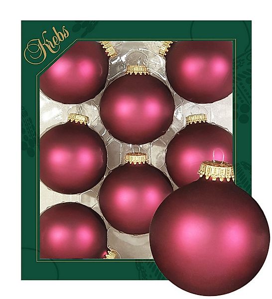 Krebs Glas Lauscha Christbaumschmuck Glaskugel Set - Granatapfelfarbig matt günstig online kaufen