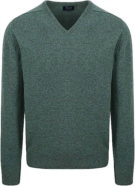 William Lockie V-Auschnitt Pullover Lammwolle Moorland Grün - Größe L günstig online kaufen